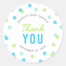 Adesivo Chá de fraldas de Confetti Verde Azul Aqua Obrigad