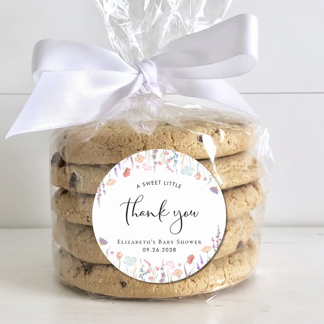 Adesivo Chá de fraldas De Cores De Água Selvagem Obrigado (Criador carregado)