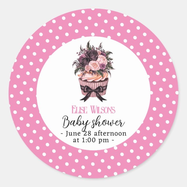 Adesivo Chá de fraldas de cupcake de aquarela moderna (Frente)