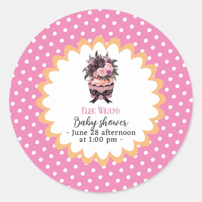 Adesivo Chá de fraldas de cupcake de aquarela moderna5 (Frente)