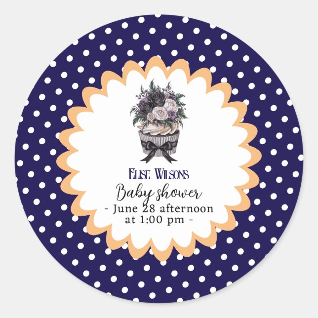 Adesivo Chá de fraldas de cupcake de aquarela moderna6 (Frente)