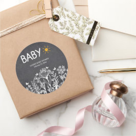 Adesivo Chá de fraldas de Desenho de Primavera de Bebê Cha