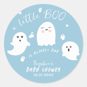 Adesivo Chá de fraldas de Dia das Bruxas do Boo Azul