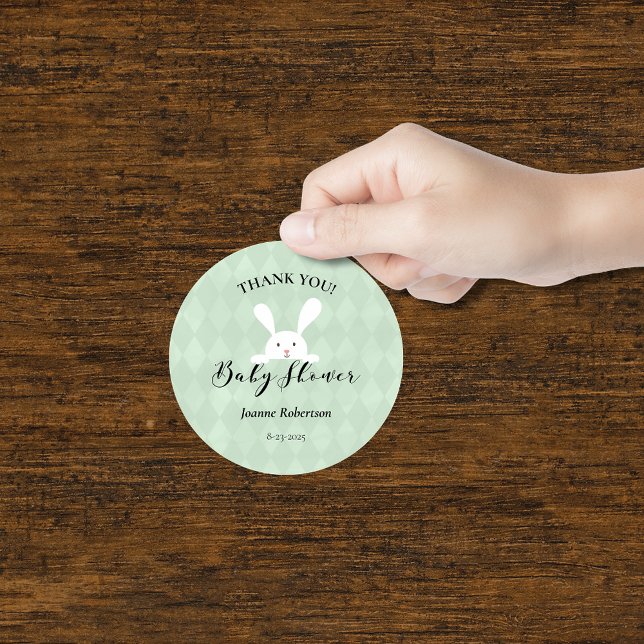 Adesivo Chá de fraldas de Diamante Verde de Coelho Branco (Criador carregado)