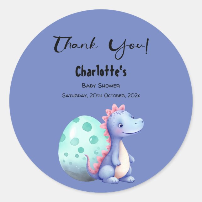 Adesivo Chá de fraldas de Dinossauro de Pequeno Curso (Frente)