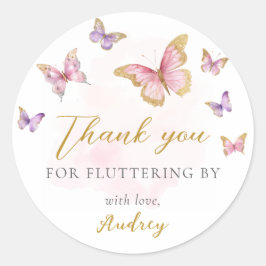 Adesivo Chá de fraldas de Dourada borboleta rosa-rosa