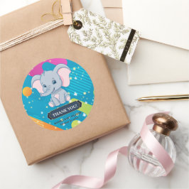 Adesivo Chá de fraldas de Elefante Azul Colorido Moderno