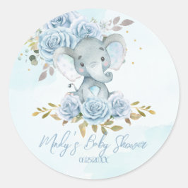 Adesivo Chá de fraldas De Elefante Cla De Bebê Azul Floral