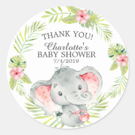 Adesivo Chá de fraldas De Elefante Da Selva Doce Obrigado 