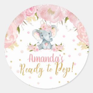 Adesivo Chá de fraldas de elefante floral pronto para Pop