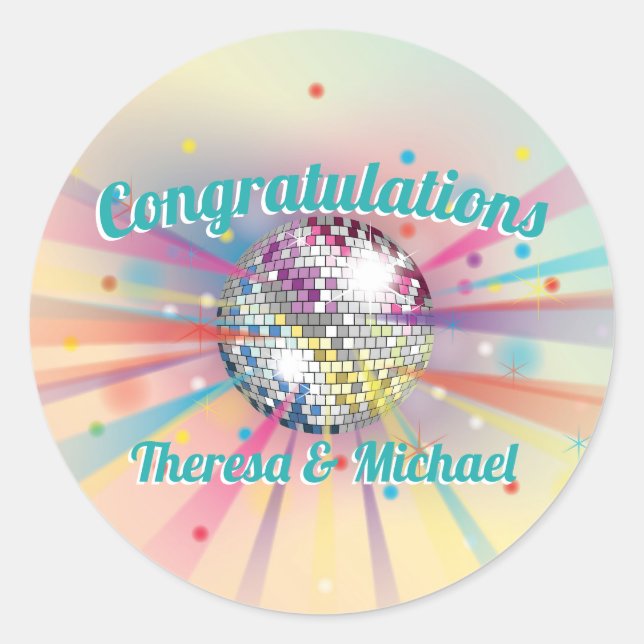 Adesivo Chá de fraldas de esfera Disco Groovy Pastel Rainb (Frente)