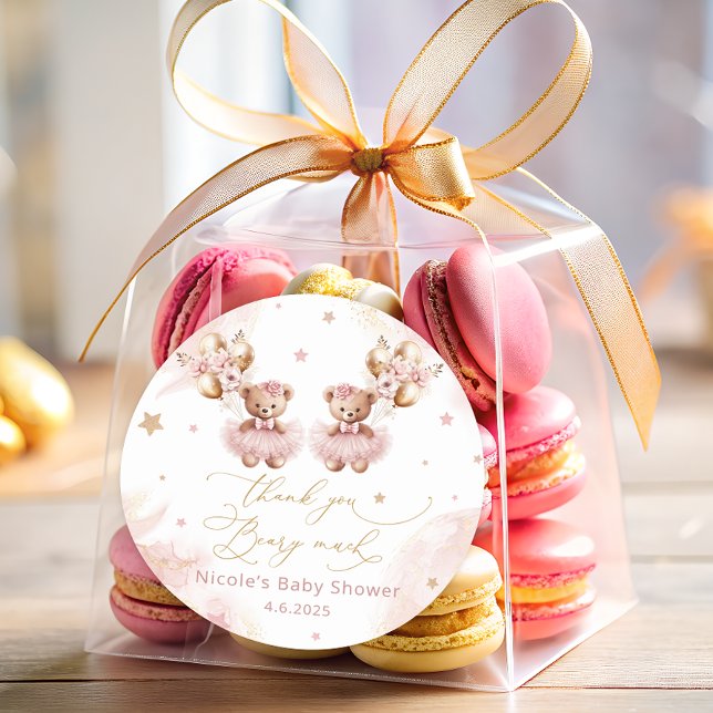 Adesivo Chá de fraldas de Espera do Balão de Ursos Gêmeos (Criador carregado)