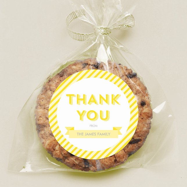 Adesivo Chá de fraldas de faixas amarelas modernas obrigad (Criador carregado)