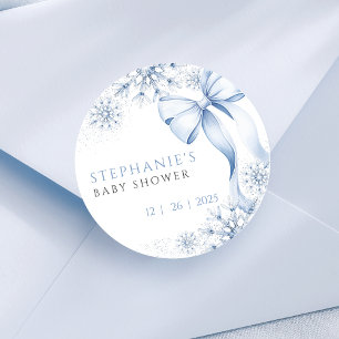 Adesivo Chá de fraldas de flocos de neve azuis
