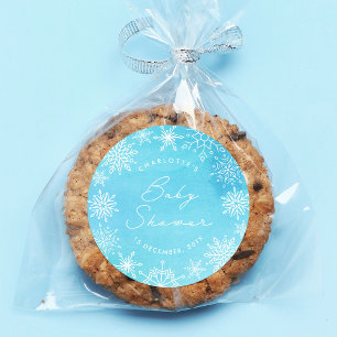 Adesivo Chá de fraldas de Flocos de Neve Azul