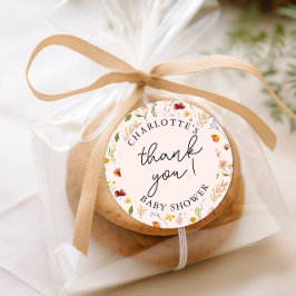 Adesivo Chá de fraldas De Flor Selvagem Obrigado