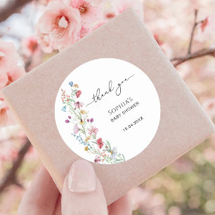 Adesivo Chá de fraldas de flores silvestres Obrigado