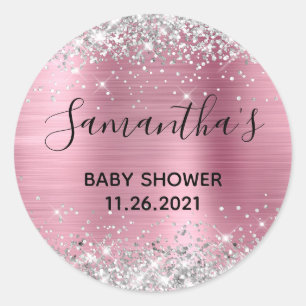 Adesivo Chá de fraldas De Folha Rosa Cinzenta Com Silver 