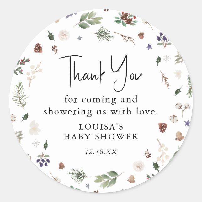 Adesivo Chá de fraldas De Folhagem De Inverno Por Aquarela (Frente)