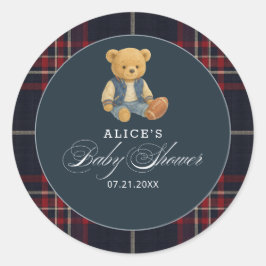 Adesivo Chá de fraldas de futebol do Preppy Bear