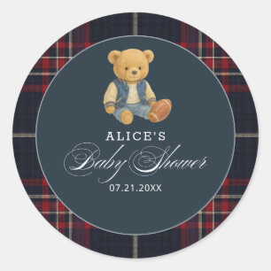 Adesivo Chá de fraldas de futebol do Preppy Bear