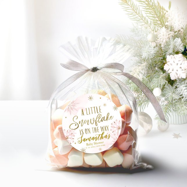 Adesivo Chá de fraldas de Garota Dourada de Neve Rosa (Criador carregado)