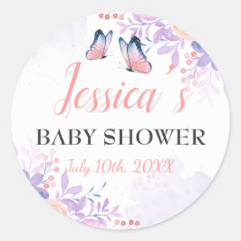 Adesivo Chá de fraldas De Garota Floral Rosa Púrpura