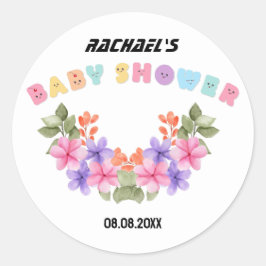 Adesivo Chá de fraldas de Garota Floral Rosa Suave