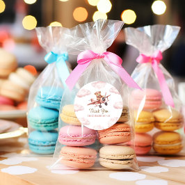 Adesivo Chá de fraldas de Garota Rosa de Avião de Urso Bon