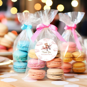 Adesivo Chá de fraldas de Garota Rosa de Avião de Urso Bon