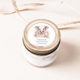 Adesivo Chá de fraldas de Garota Rosa-Elefante-Cor-de-Rosa