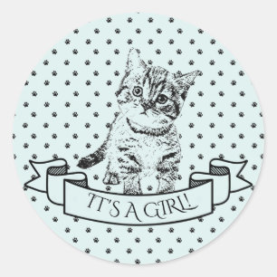 Adesivo Chá de fraldas de Gato de Gatinho Azul