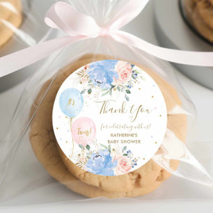 Adesivo Chá de fraldas de Gêmeos Florais Azul-Rosa