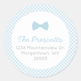 Adesivo Chá de fraldas de gingham de gravata azul