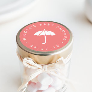 Adesivo Chá de fraldas de guarda-chuva branco e coral