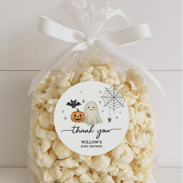 Adesivo Chá de fraldas de Halloween Obrigado (Criador carregado)