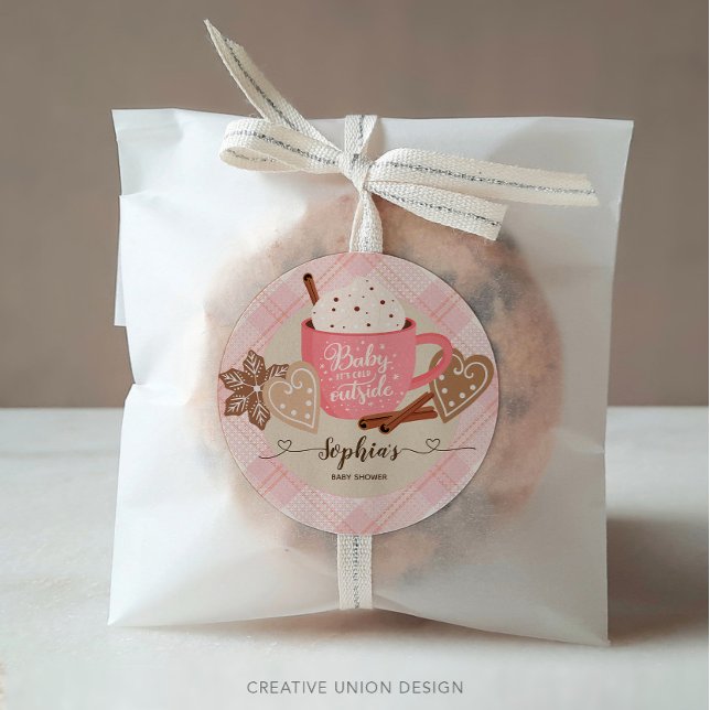 Adesivo Chá de fraldas de inverno de chocolate quente (Criador carregado)