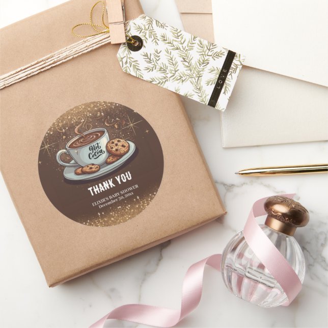 Adesivo Chá de fraldas de inverno Dourado com chocolate qu (Presentear)