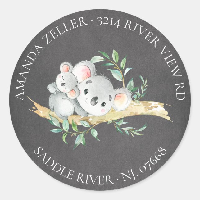 Adesivo Chá de fraldas de Koala Bear, um quadro bonito (Frente)