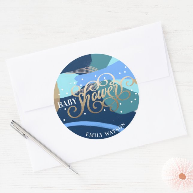 Adesivo Chá de fraldas de Letras Douradas do Moderna Surpr (Envelope)