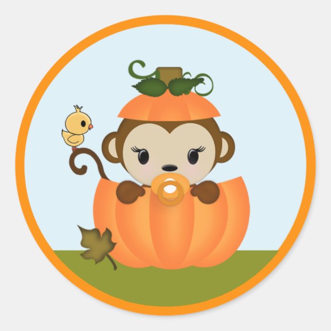 Adesivo CHÁ DE FRALDAS DE MACACHORA Pumpkin Fall GIRL FRON (Frente)