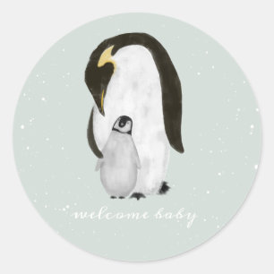 Adesivo Chá de fraldas de Mama Penguin Winter Snow Blue Bo