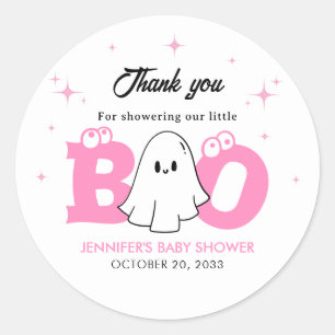 Adesivo Chá de fraldas De Menina Boo Halloween Obrigado