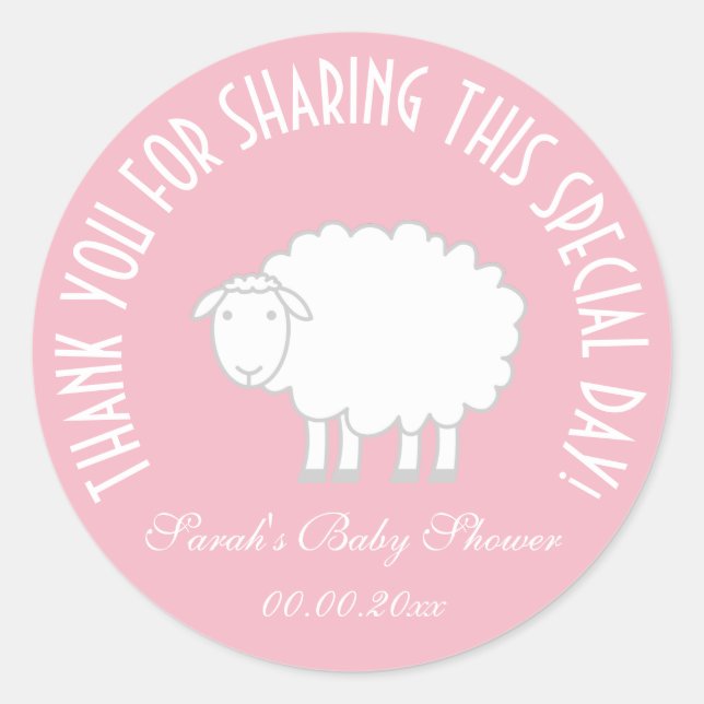 Adesivo Chá de fraldas de meninas favorece obrigado seus a (Frente)