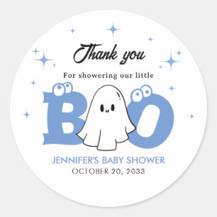Adesivo Chá de fraldas de Menino Boo do Halloween Obrigado