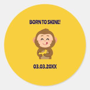 Adesivo Chá de fraldas de Menino do Macaco Bonito