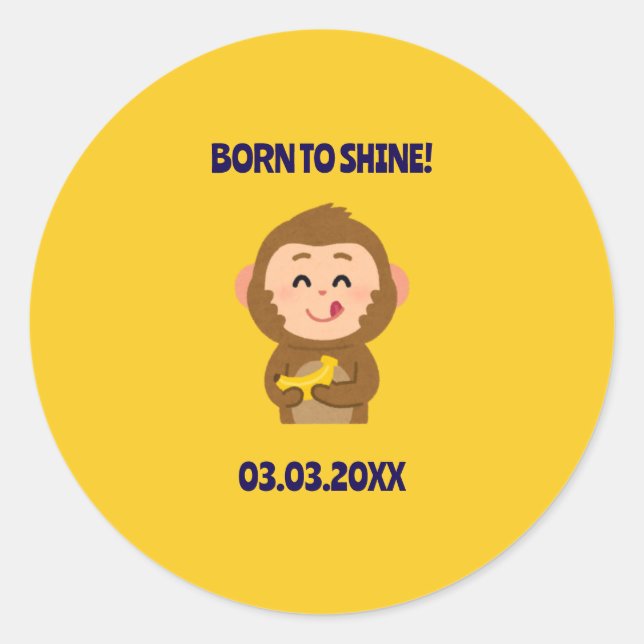 Adesivo Chá de fraldas de Menino do Macaco Bonito (Frente)