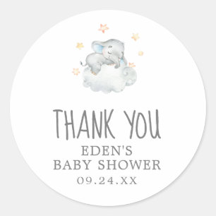 Adesivo Chá de fraldas De Menino Elefante Obrigado