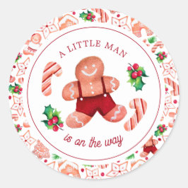 Adesivo Chá de fraldas de Natal do Little Man Gingerbird