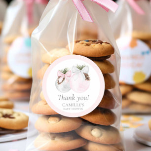 Adesivo Chá de fraldas de Natal Obrigado